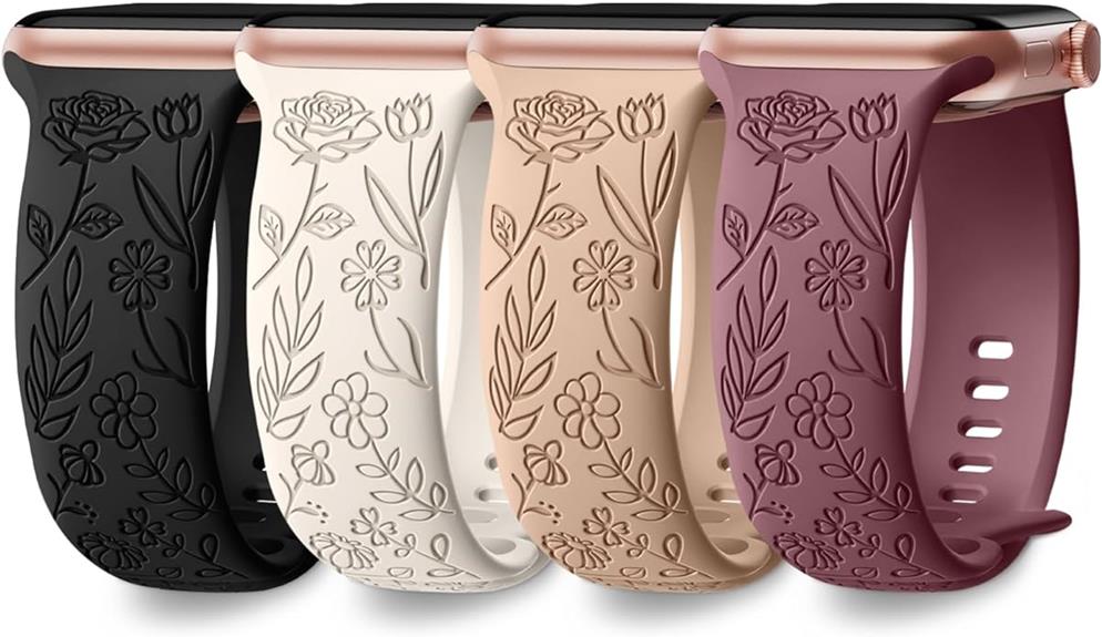 floral engraved apple watch bands