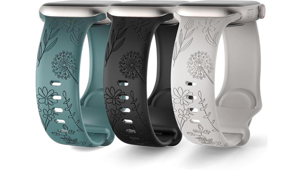 floral engraved smartwatch bands