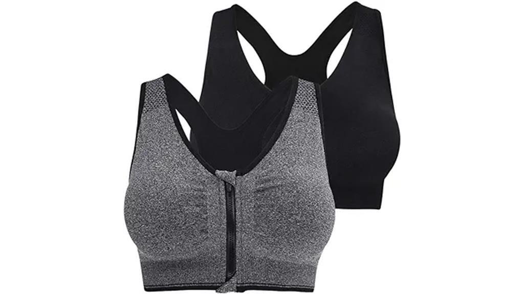 zip front sports bra