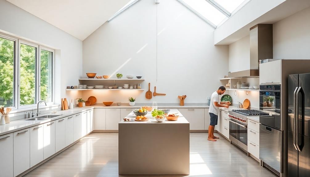 spacious connected cooking spaces