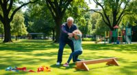grandparent grandchild outdoor exercise