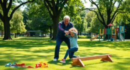 grandparent grandchild outdoor exercise