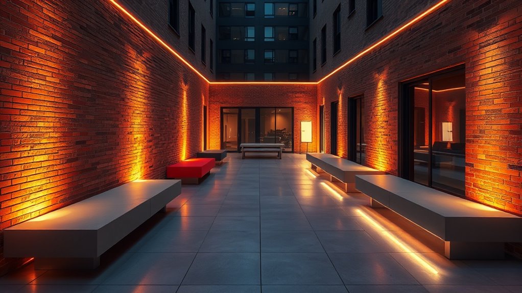 layered ambient courtyard lighting