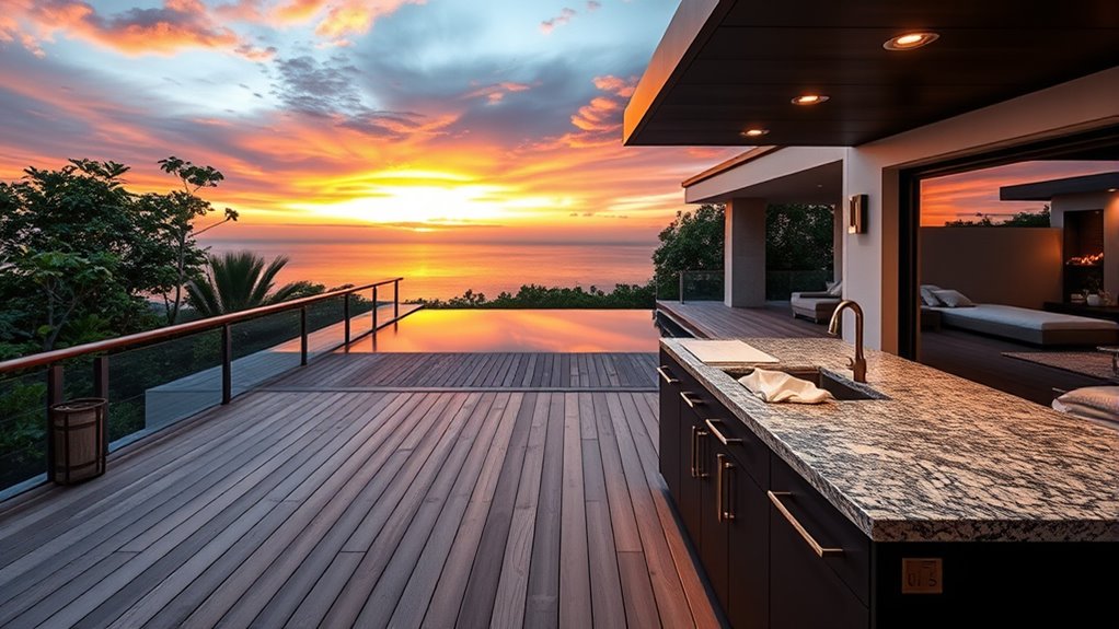outdoor kitchen with infinity edge