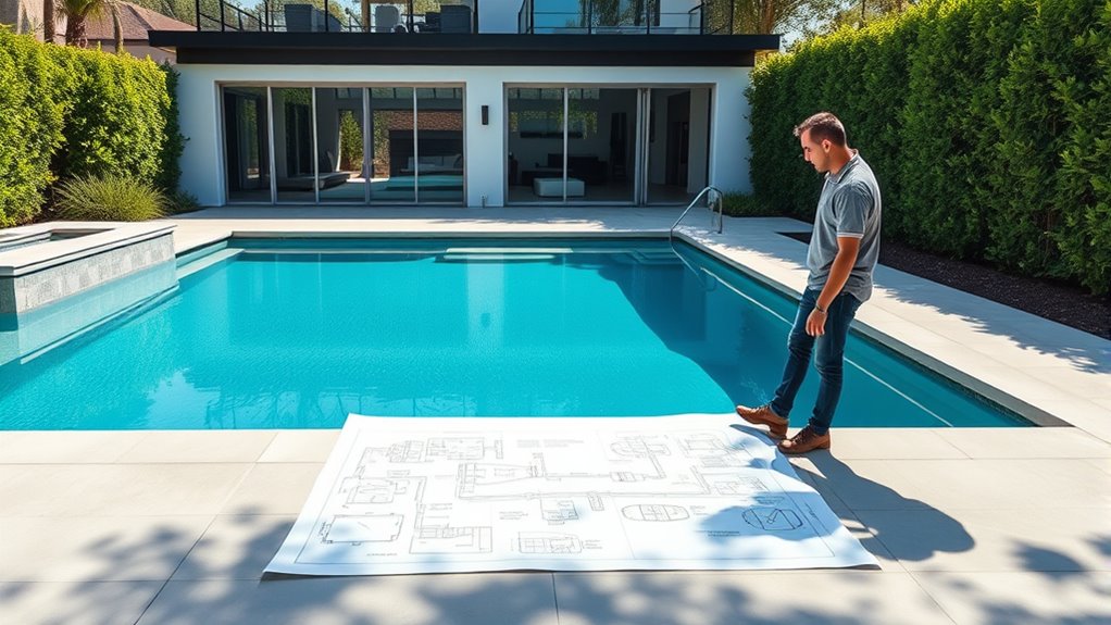 pool layout and landscaping