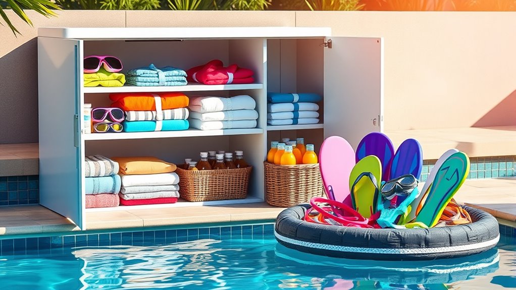 poolside organization and storage