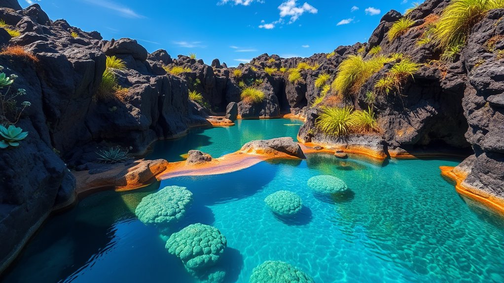 rockwork and native plants